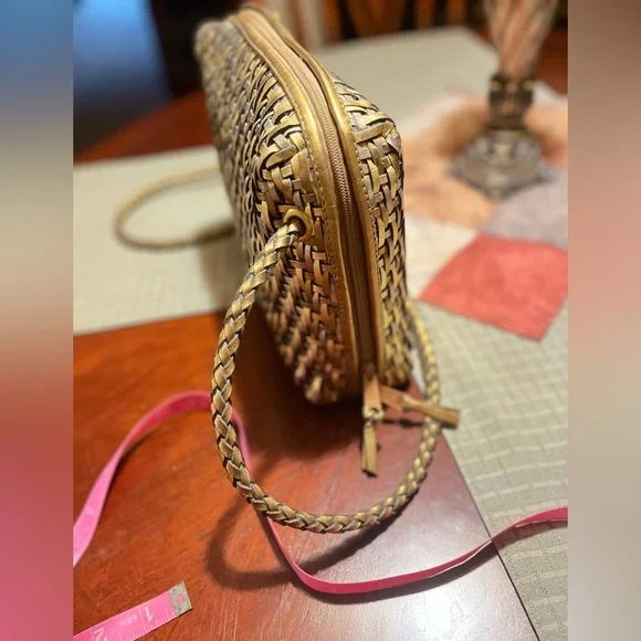 Gold Woven Brazilian Leather Crossbody - Picture 9 of 12